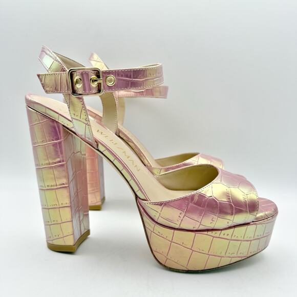 Stuart Weitzman Womens Ryder 95 Platform Heel Sandal US 9.5 Pink Leather EUC - Picture 3 of 14